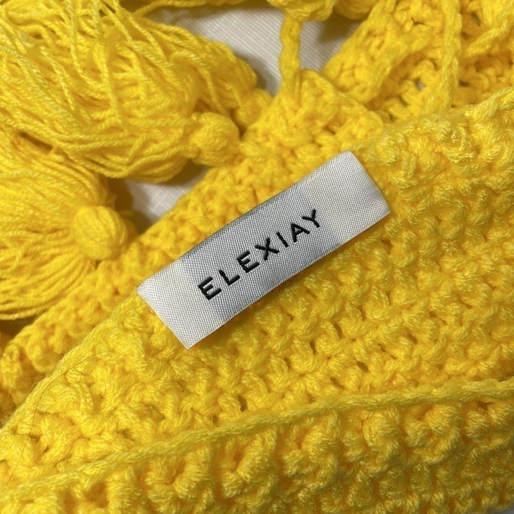 Elexiay 2pc yellow set crochet handmade skirt top - Picture 5 of 9